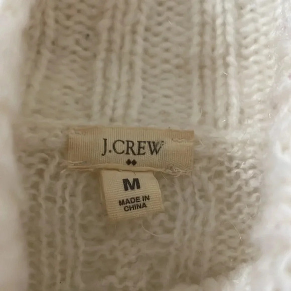 J. Crew Wool/Mohair Turtleneck Sweater Women M Cream Ivory Sheer Knit Preppy - Picture 3 of 4